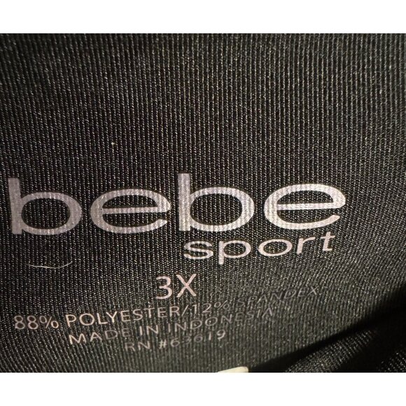 BEBE Sport Black Grey Capri with Mesh Strip Active‎ Leggings Pants Plus 3X - Picture 4 of 5